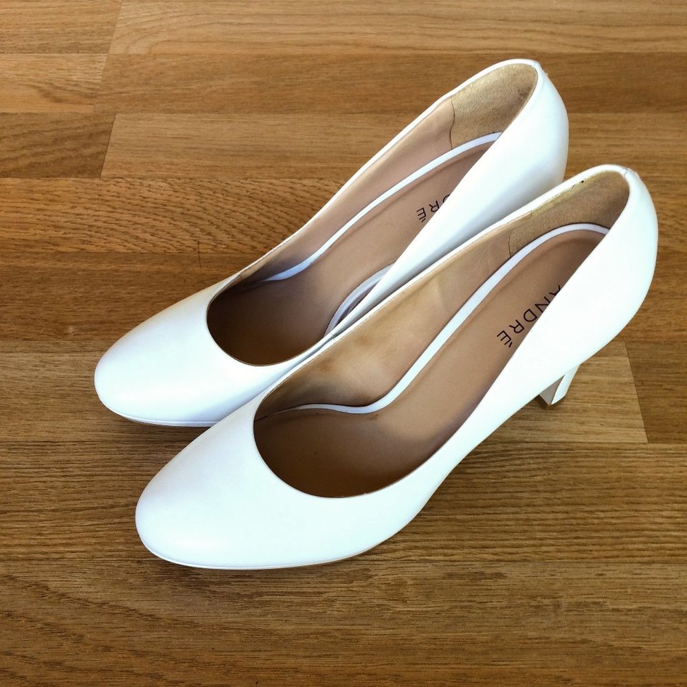 Andre Calice White Block Heels